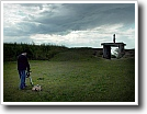 photographing a gas mask model on an historic military fort